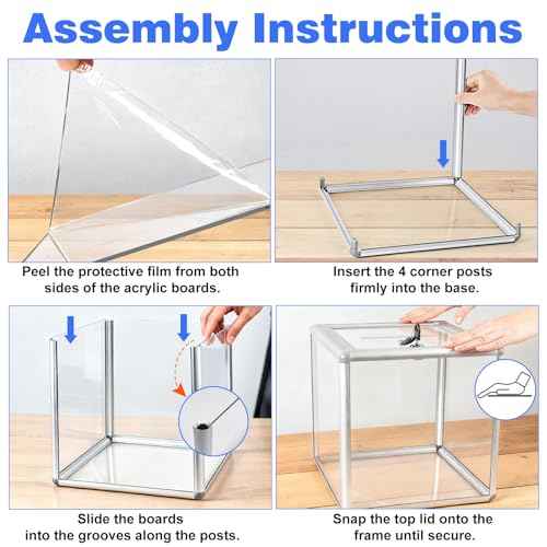 Extra Large Donation Box for Charity, Acrylic Ballot Box with Slot 10.62 x 10.62 x 10.62 Inch, Extra Large Ballot Box/Suggestion Box/Raffle Ticket Box with Lock for Fundraising, Voting, Tips