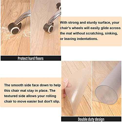 AiBOB 2 Pack Office Chair Mat for Hardwood Floor, 36 X 48 inches, Hard Floor Chair Mats Under Computer Desk, Easy Glide for Rolling Chairs, No Curling