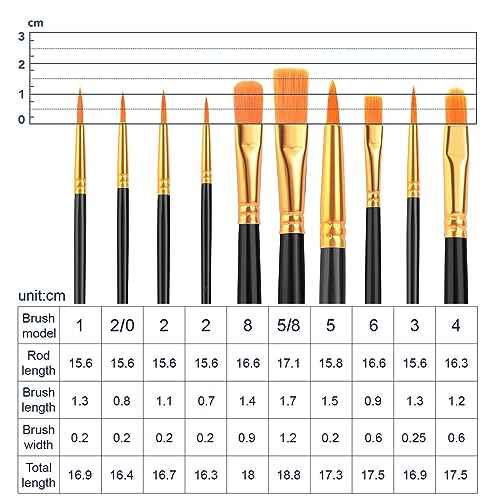 Acrylic Paint Brush Set, (20 Packs /200 pcs) Nylon Hair Brushes for Oil and Watercolor, Perfect Suit of Art Painting, Best Present for Painting, Black