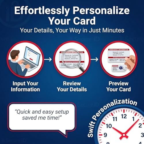 Custom Emergency Contact Wallet Card with Medical Info & Key Tag