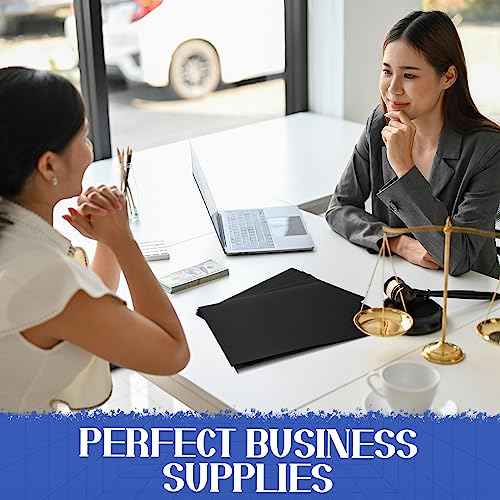 Patelai 50 Pack Plastic Folders with Pocket Bulk 2 Pocket Heavy Duty Letter Size Folders Business Card Holder for School Office File(Black Color)