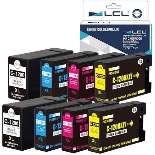 LCL 1200XL Ink cartridges Compatible with Canon Maxify 1200 PGI-1200XL PGI-1200 XL Ink for Maxify MB2720 MB2320 MB2020 MB2120 MB2350 Printer (2Black, 2Cyan, 2Magenta, 2Yellow)