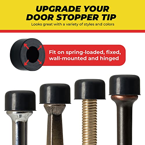 Premium Rubber Door Stop Cap – Universal Hinge & Wall Protectors, 5/8" OD 1/4" ID, Black