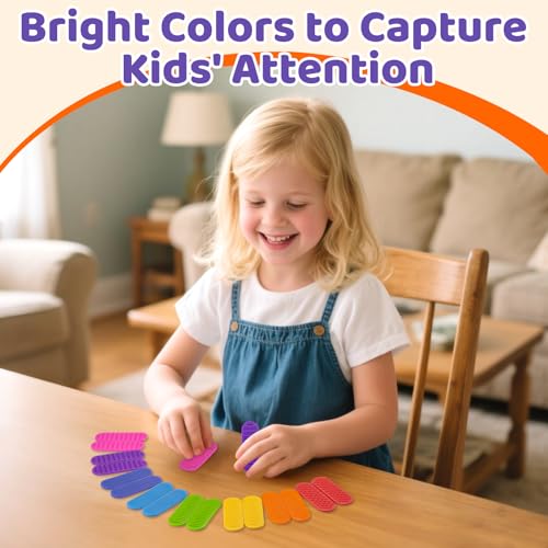 Textured Sensory Stickers for Kids ? 16PC Silicone Adhesive Calm Strips for Anxiety Relief, Autism, ADHD ? Quiet Fidget Toys & Desk Sensory Strips for Classroom Prizes