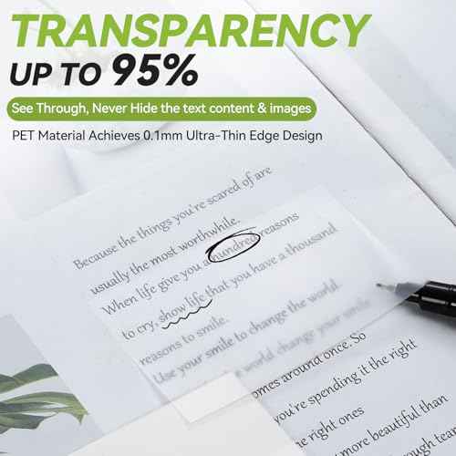 Transparent Sticky Notes with Marker Pen, Tecolu 7 Pads Clear Sticky Note 3x3, 5X The Sticking Power Translucent Sticky Note Pad, Waterproof & See-Through