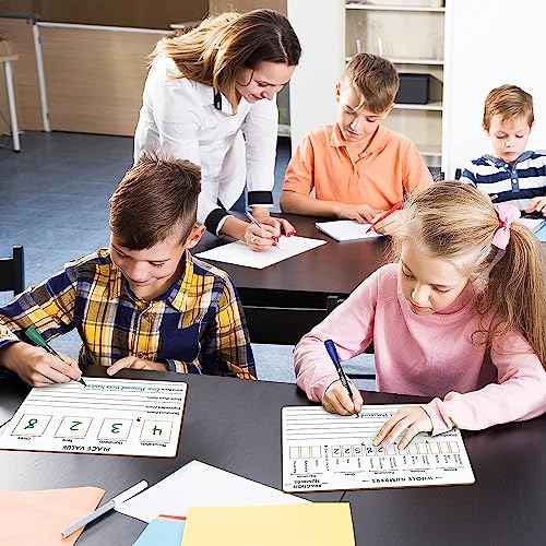 SCRIBBLEDO 10 Pack Place Value Board 9" x 12" Double Sided Dry Erase Boards for Kids for Teaching Place Values from Billions to Decimal Numbers Math Manipulative Lapboard for Teachers School Classroom