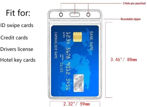 KINGSUM Vertical ID Badge Holders Sealable Waterproof Clear Plastic Holder, Fits RFID/Proximity/Badge Swipe Cards or Credit (300Pcs, Vertical)