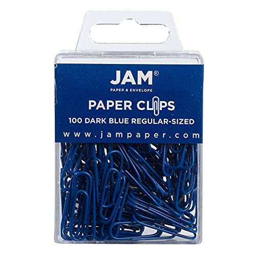 JAM Paper Dark Blue 1 Inch Colorful Paper Clips, 100/Pack