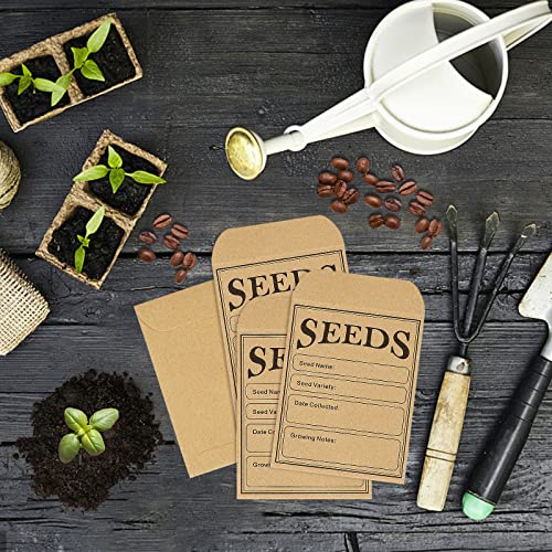 Seed Saving Envelopes Pack of 150 - Kraft Paper with Writing Template