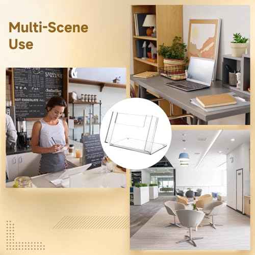 OMISTAR 4 PCS Postcard Brochure Holder Organizer, 6.4 x 4 Inch Acrylic Postcard Display Holder, Stand Clear Greeting Card Display Brochure Holder for Desk Table Home Office (4PCS-A)