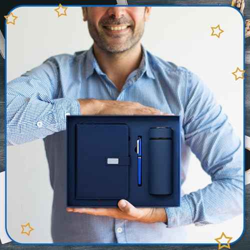 Honoson Employees Appreciation Gift Set for Men, New Employee Welcome to The Team Sets Notebook Pen and Tumbler May You Be Proud, Farewell Gifts for Coworkers(Blue)