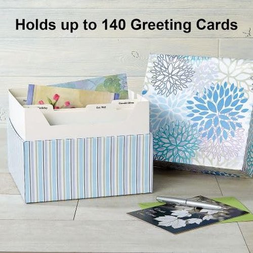 Current Cool Floral Greeting Card Organizer Box with Dividers - Store 140+ Christmas, Valentine, & Birthday Cards, Recipe Cards, Photo Collections, Postcards, Stationery, 7" x 9" x 9-1/2"