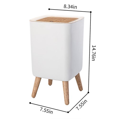 WanWanKa Mini White Plastic Trash Can, 2.6 Gallon Capacity, Slim Design, Anti-Odor, Easy to Clean, Suitable for Any Place