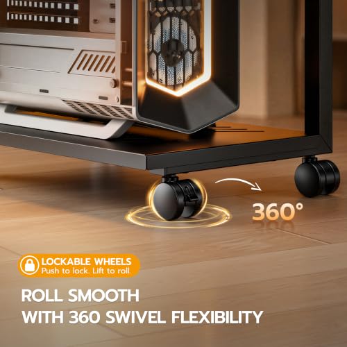 ARES WING RGB Adjustable CPU Tower Stand with Locking Casters and USB Charging