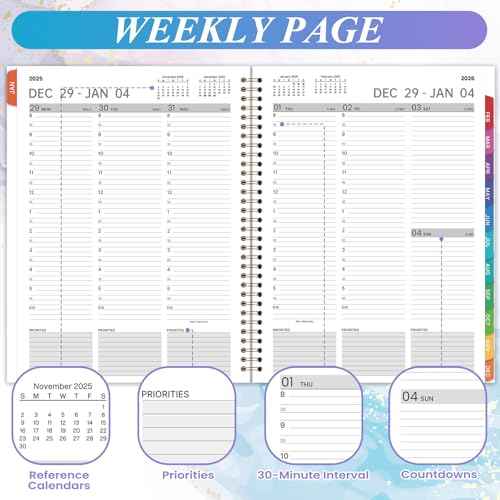 2026 Appointment Book - Daily Planner 2026 from Jan. 2026 - Dec. 2026, 30-Minute Interval, Hourly Planner 2026 with Colorful Tabs and Inner Pocket, 8.5" x 11"