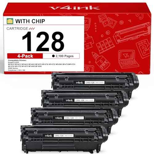 v4ink Compatible Toner Cartridge Replacement for Canon 128 CRG128 Toner Cartridge for Canon ImageCLASS D530 D550 LBP6230DW MF4770N MF4890DW MF4880DW Faxphone L100 L190 Laser Printer(Black,4-Pack)