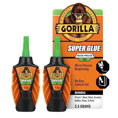 Gorilla Micro Precise Super Glue Gel Pack of 2, Clear, Fast-Setting, Impact-Resistant