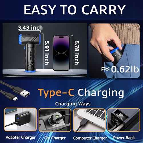 Electric Compressed Air Duster with LED Light-150000 RPM High-Speed Rechargeable Air Blower for Cleaning Keyboards,PC,Cars,3-Gear Adjustable Dust Blower Cordless, Alternative to Canned Air
