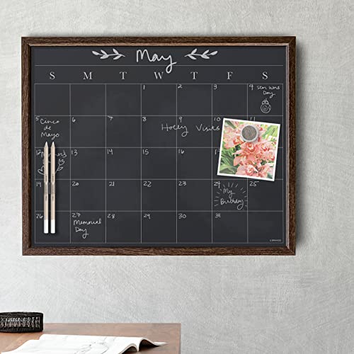 U Brands Rustic Wood Frame Magnetic Monthly Calendar Chalkboard 16x20 Wall Mount