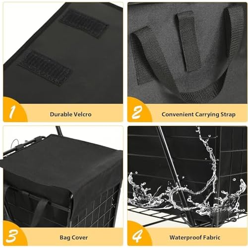 Siffler Collapsible Shopping Cart with Double Basket & Waterproof Liner - Grocery, Laundry & Travel Foldable Cart, 360¡Æ Swiveling Wheels, Medium Size with Carry Bag