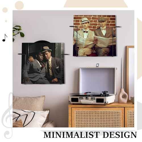 4 Pcs Vinyl Record Shelf Wall Mount,12 Inch Metal Wire Wall Mounted Vinyl Record Storage, floating Shelve, suitable for Bedroom, Living Room (Black)