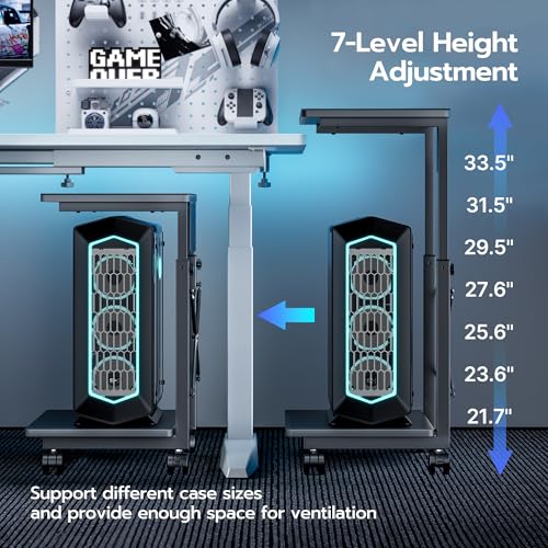 ARES WING Height Adjustable Computer Tower Stand 21.7–33.5 in, 88 lb per Shelf