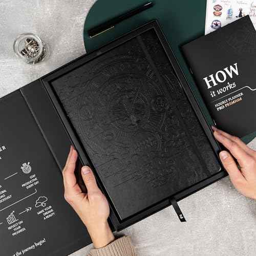 Legend Hourly Planner PRO Premium ? Undated Schedule Planner with Time Slots ? Weekly, Monthly & Daily Personal Organizer, A4 (Black)