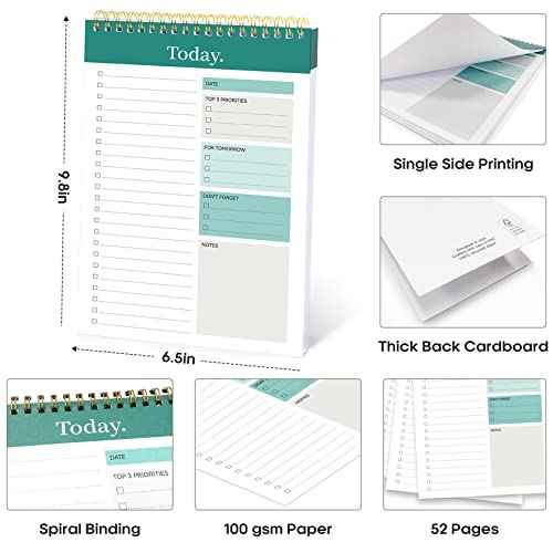 Taja To Do List Notepad - To Do List Notebook for Work with 52 Sheets, Undated Daily Planner Perfect for Daily Tasks and Goal Setting, Notepad Suitable for Office, Home & School - Greenery Sway