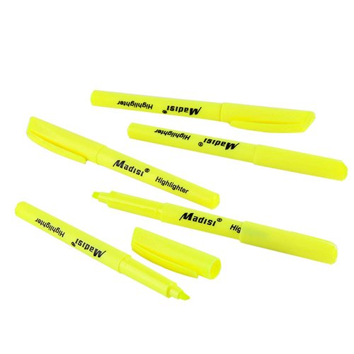 Madisi Highlighters, Chisel Tip, Fluorescent Yellow, Bulk Pack, 144-Count