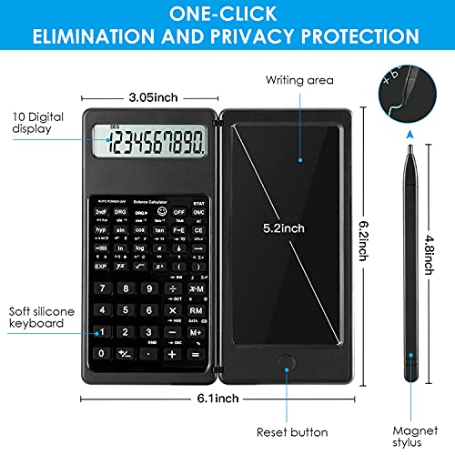 iPepul Scientific Calculator with Notepad, 10-Digit Large Screen, Black