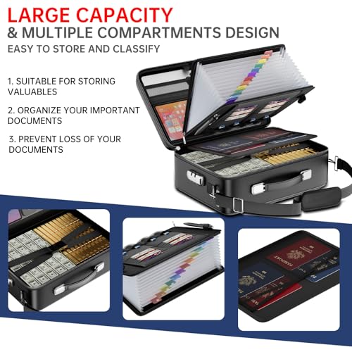 Tamfile Fireproof Document Box, Hard-Shell Design Case 5200¡ÆF Fireproof Water Safe File Box with Lock,8-Layer Fireproof Safe File Organizer for Important Documents¡¢Valuables¡¢Laptop¡¢Passports (Black)