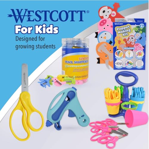 Westcott 12-Pack Kids Safety Scissors - 5-Inch Pointed Childrens Craft & School Shears
