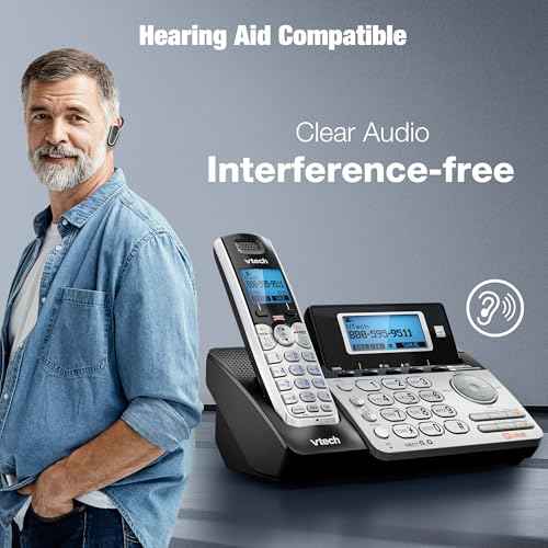 VTech 2-Line Cordless Phone for Small Business or Home with Answering System and Mailbox on Each Line, Caller ID/Call Waiting, Intercom, Hearing Aid Compatible | DS6151 (Black/Silver)