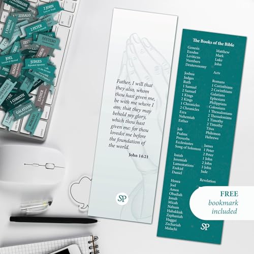 Bible Tabs Premium Tear Resistant Bible Tabs ? Easy to Apply, Laminated for Durability ? Old & New Testament ? Perfect for All Bibles - for Women and Men (Teal)