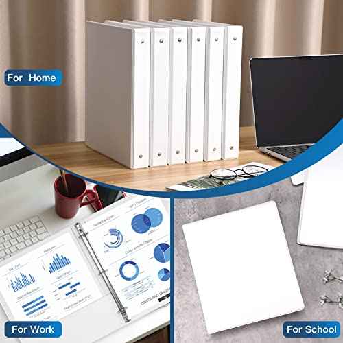 1-inch 3 Ring Binder with 2 Interior Pockets, 1'' Basic Binders Holds US Letter Size 8.5'' x 11'' Paper - Versatile Binders for Office, Home, and School Use, 6 Pack (White)