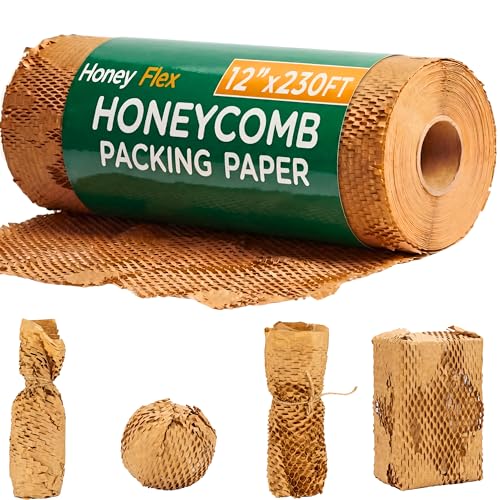 Honeycomb Packing Paper Roll 12" x 230ft Eco-Friendly Cushioning Wrap for Shipping & Moving