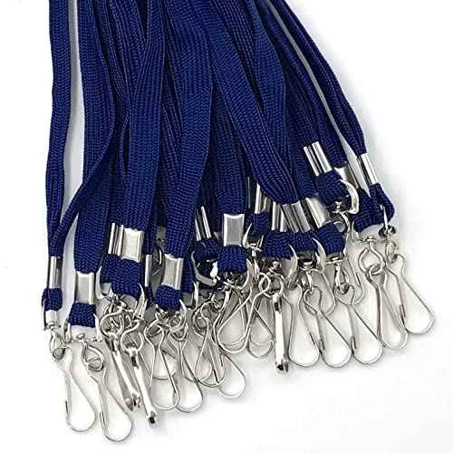 Lanyards 100 Pack Navy Blue Lanyards with Swivel Hook Clips for ID Name Badge Holder (Navy Blue, 100 Pack)