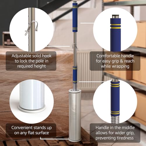 Heavy Duty Stretch Film Dispenser Pole Holder - Extra Long High