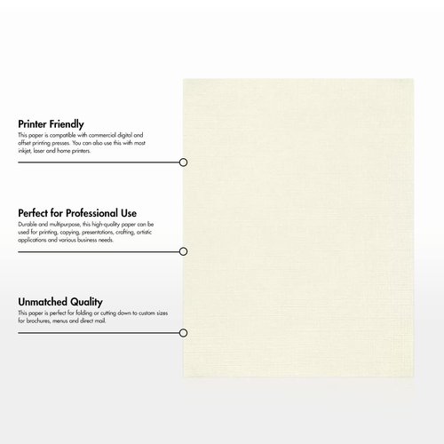 LUXPaper 8.5" x 11" Paper | Letter Size | Natural Linen | 80lb. Text | 250 Qty