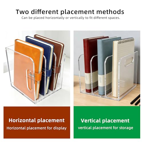 AIDIMOO B5 Clear Acrylic Magazine File Holder with 3 Compartments Desk Organizer