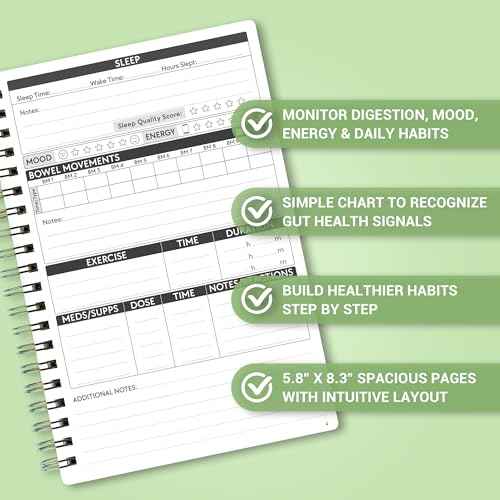 Food Diary and Symptom Log Book for Tracking Meals, Bowel Movements, Sleep, Reactions - Bristol Stool Chart, Notebook Journal for Low FODMAP, IBS, Allergies, Intolerance - Keto, Paleo, Whole30
