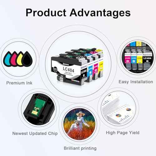 LC404 Ink Cartridges Compatible Replacement for Brother LC404 BK/C/M/Y High Yield Work for Brother MFC-J1205W MFC-J1215W MFC-J1205W XL Printer (4-Pack,1BK1C1M1Y)