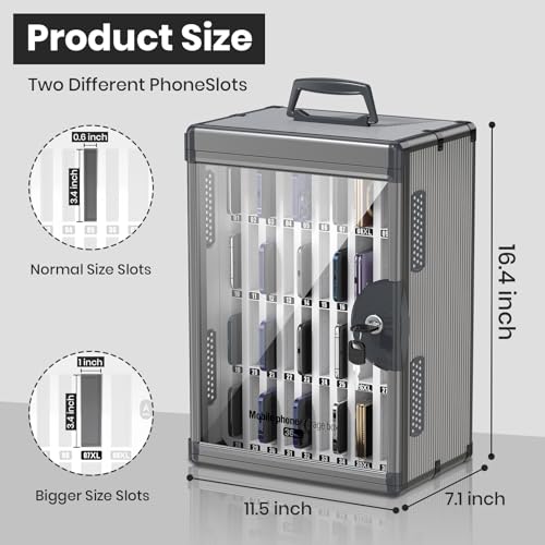 36 Slots Cell Phone Locker for Classroom, Portable Mobile Storage Box