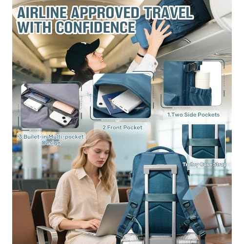 Vacuum Travel Backpack with Pump for Women, Personal Item Carry on Vacpack Backpacks Flight Approved 16.53x11.42x5.9 inches for Men,Laptop Waterproof Work Compression bags Casual Daypack,Peacock Blue