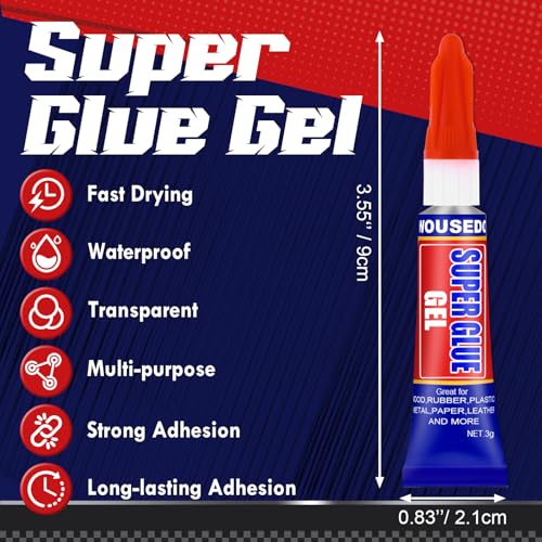 WOUSEDO 12-Pack Super Glue Gel - Quick Dry Thick Adhesive for All Materials