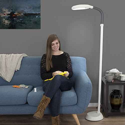 Adjustable Floor Lamp - Full Spectrum Natural Sunlight Lamp with Bendable Neck - Reading, Crafting, Esthetician Floor Light by Lavish Home (Beige)