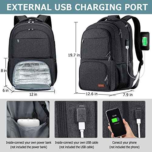 Lunch Backpack, Insulated Cooler Lunch Bag Backpack, Large School Backpacks for Teen Boys Water Resistant Back Pack Gift for Men Fit 17 Inch Laptop,