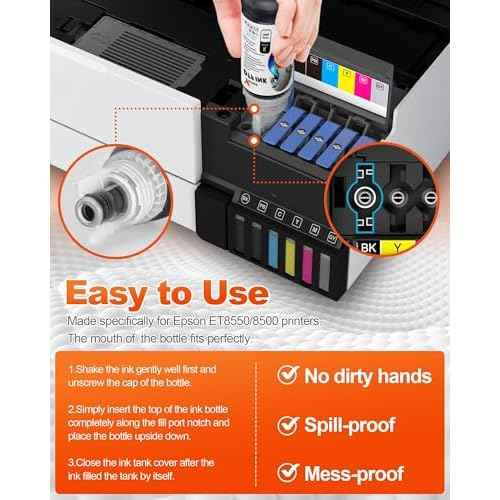 Auto-Fill DTF Ink No Sediment DTF Transfer Ink for Epson ET-8550/ET-8500 Printers, Direct to DTF Film Heat Transfer Ink Conversion Kit (100ml x 6, 2Wh+CMYK)
