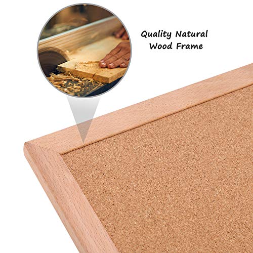 Magnetic Dry Erase White Board/Chalkboard/Cork Board, 3 in 1 Combination Board with Real Natural Wood Frame, 12" X 12" and 24" X 12"¡¦