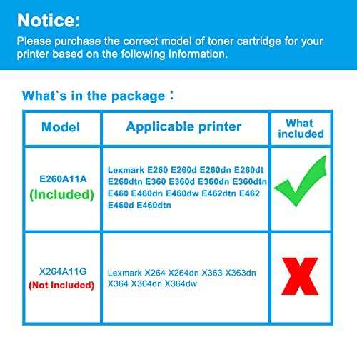 LCL Compatible Toner Cartridge Replacement for Lexmark E260A21A E260 E260d E260dn E260dtn E260dt E360 E360dn E360dtn E360d E460 E460dn E460dw E462dtn E462 E460d E460dtn (1-Pack Black)